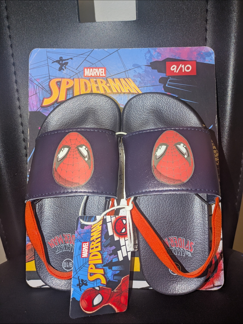 Marvel Spider-Man Kids Slide Sandals - Navy & Red 9c